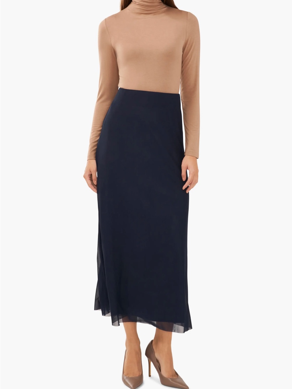 NWOT Halogen Navy Mesh Pull On Skirt